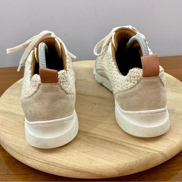 Sezane Sama Sneaker Womens Multicolor Woven Ecru Sam Crochet Suede Leather Sz 9 - Picture 5 of 15